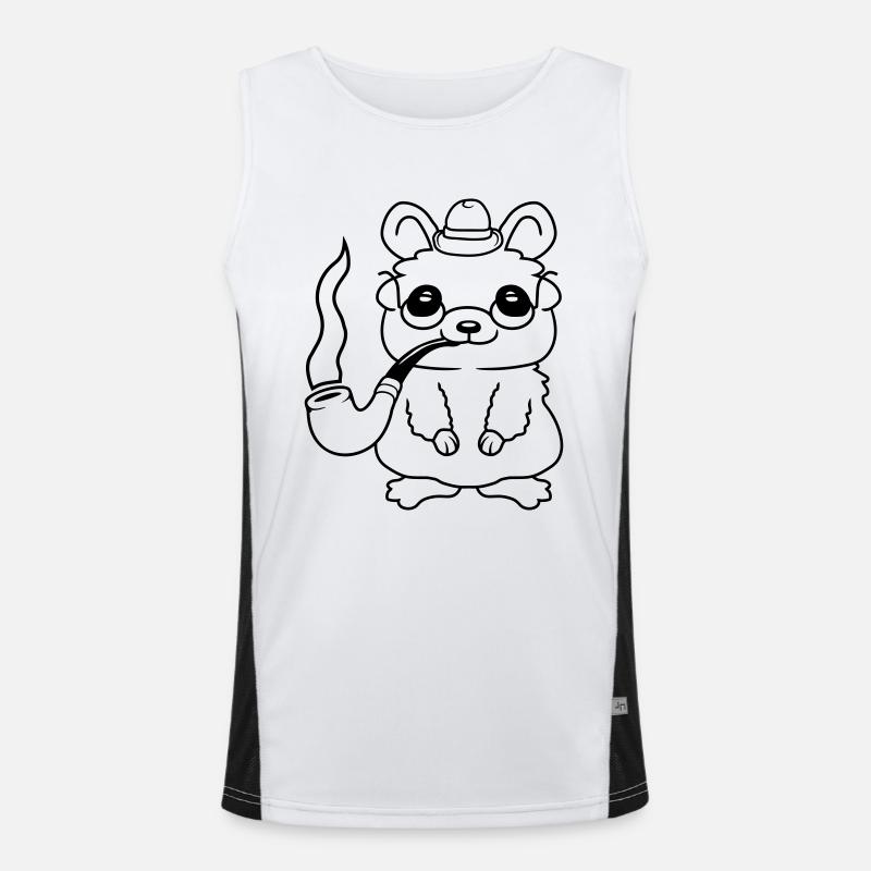 Sir Hamster raucht Pfeife Funktionelles Kontrast-Tank Top für Männer 