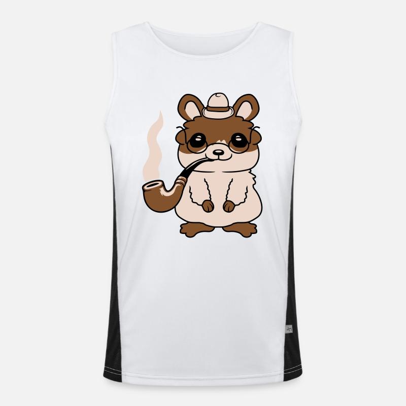 Herr Hamster raucht Pfeife Funktionelles Kontrast-Tank Top für Männer 