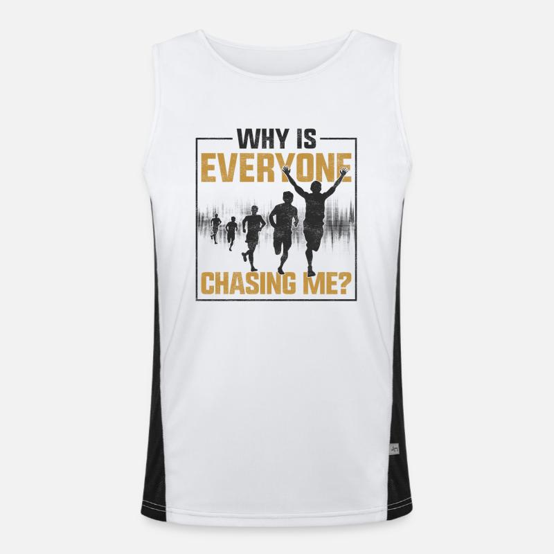Running Runner Half Marathon - Men's Functional Contrast Tank Top  - white/black