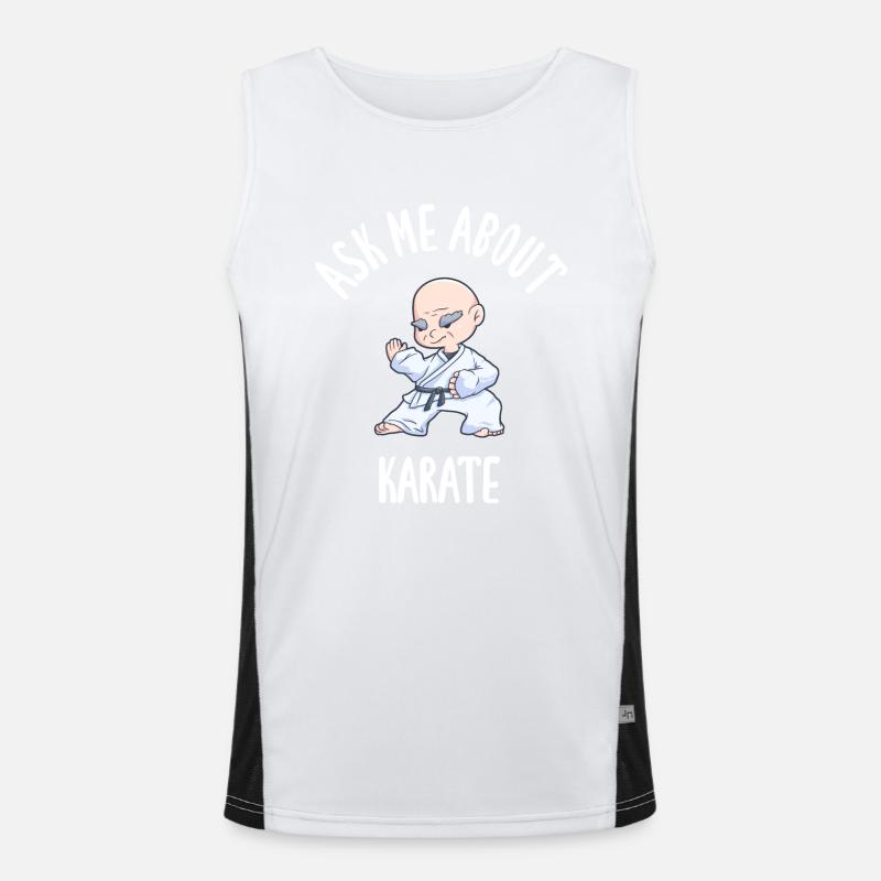 Ask Me About Karate - Men's Functional Contrast Tank Top - white/black