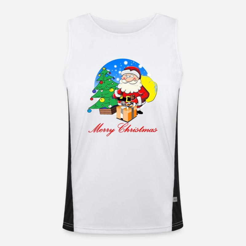 Weihnachtsmann mit Sack voller Geschenke Funktionelles Kontrast-Tank Top für Männer 