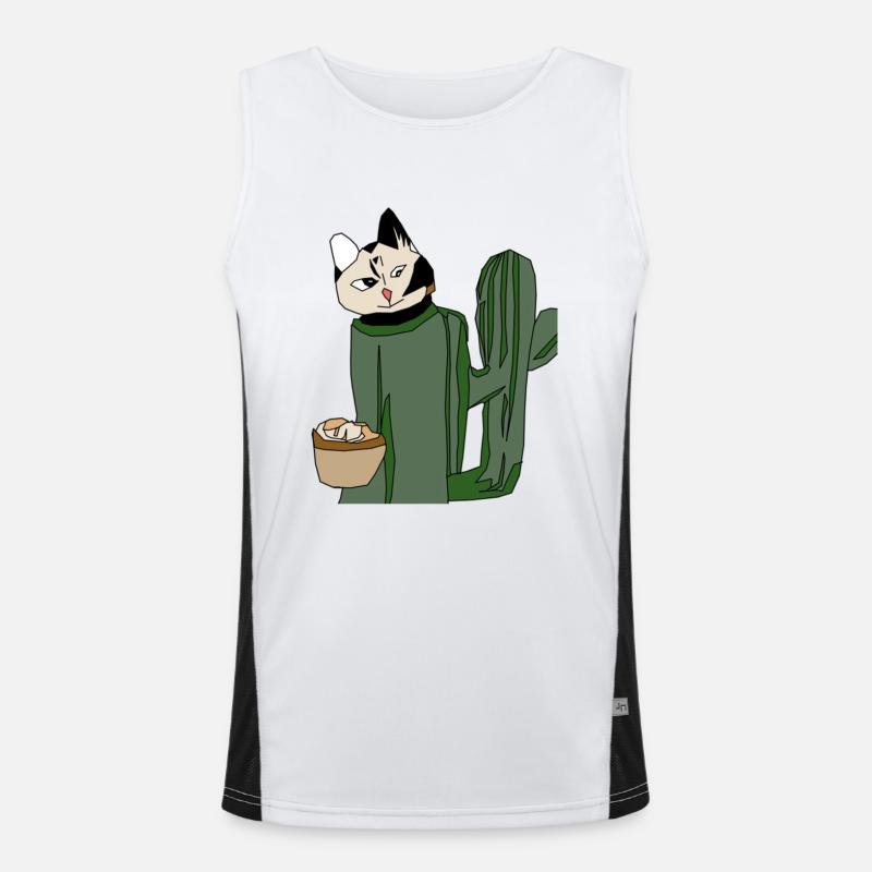 Cat Making Biscuits Christmas Funny Men's Functional Contrast Tank Top 