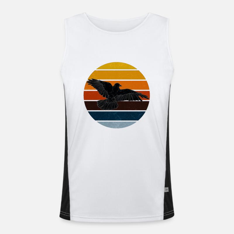 Black Crow Raven Retro Sunset Gothic Bird Lover Men's Functional Contrast Tank Top 