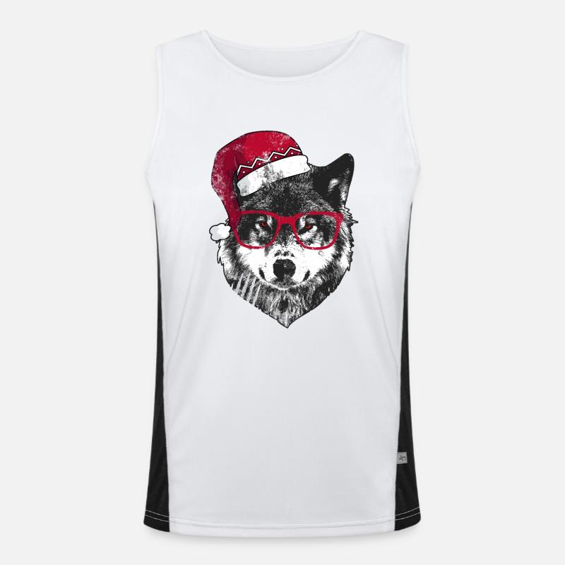 Grumpy Christmas Wolf Men's Functional Contrast Tank Top 