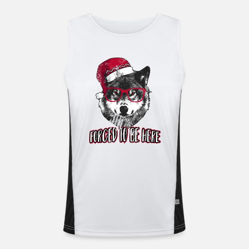 Forced to be here - Grumpy Christmas Wolf Men's Functional Contrast Tank Top 