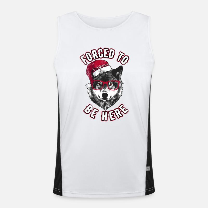 Forced to be here - Grumpy Christmas Wolf Men's Functional Contrast Tank Top 