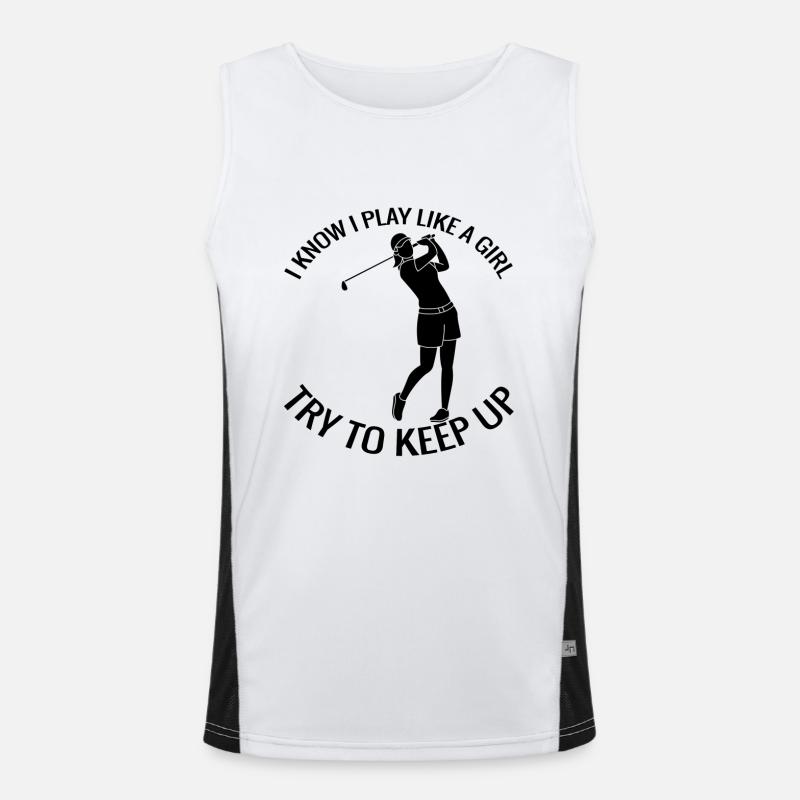 Golf Spruch Golfball Golfspielerin Golfschläger Funktionelles Kontrast-Tank Top für Männer 