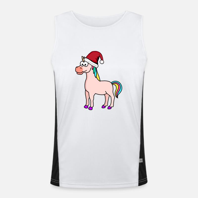 Einhorn Comic Weihnachten Funktionelles Kontrast-Tank Top für Männer 