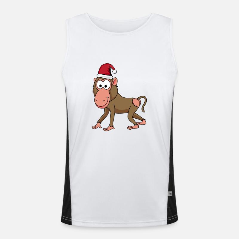 Monkey monkey Christmas - Men's Functional Contrast Tank Top  - white/black