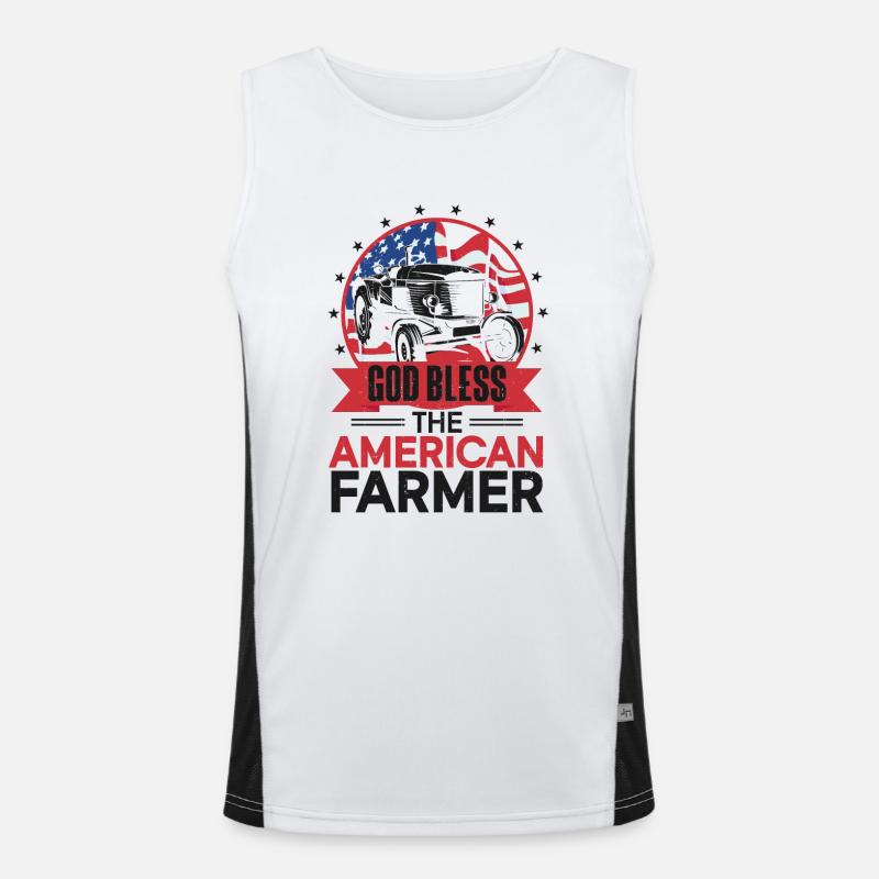Farming Farmer Us American Flag - Men's Functional Contrast Tank Top - white/black