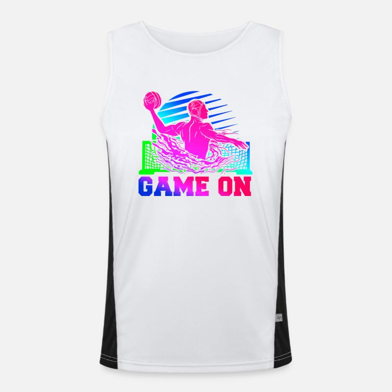 Water Polo Retro 80s 90s Game On Funktionelles Kontrast-Tank Top für Männer 