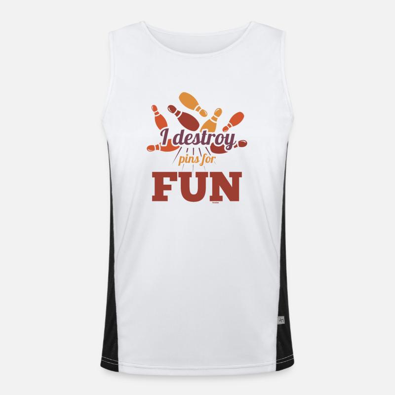 I destroy pins for fun while bowling Men's Functional Contrast Tank Top 