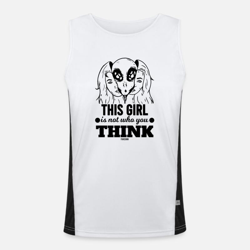 Mädchen Frau Muttertag Alien Nerd Funktionelles Kontrast-Tank Top für Männer 
