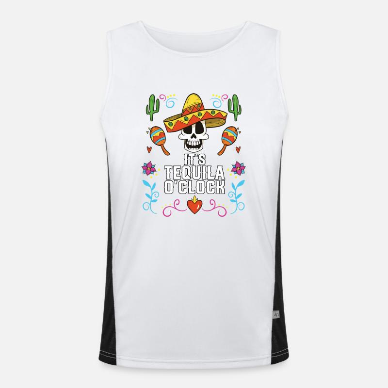 It's Tequila Oclock Alcoholic Tequila Drinker Funktionelles Kontrast-Tank Top für Männer 