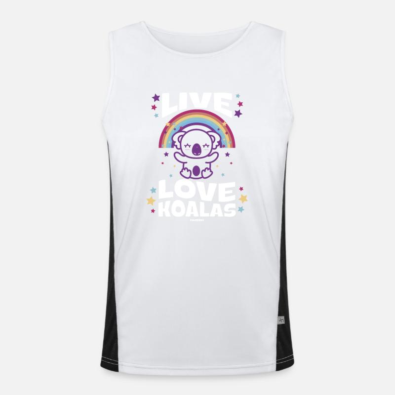 Baby Geschenkidee mit Regenbogen und Koala Funktionelles Kontrast-Tank Top für Männer 