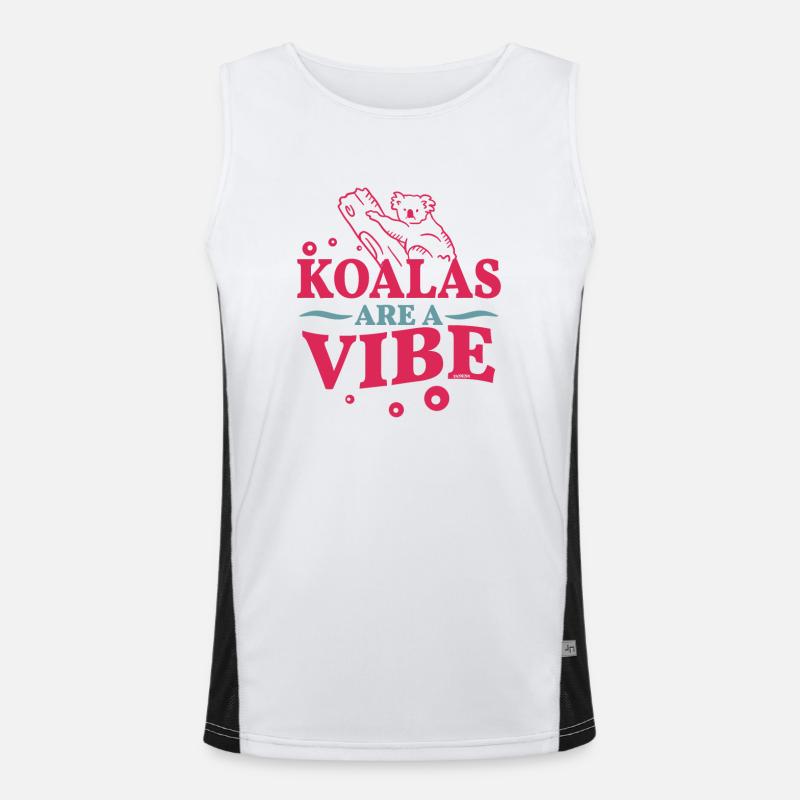 cute koala on a tree - Men's Functional Contrast Tank Top  - white/black