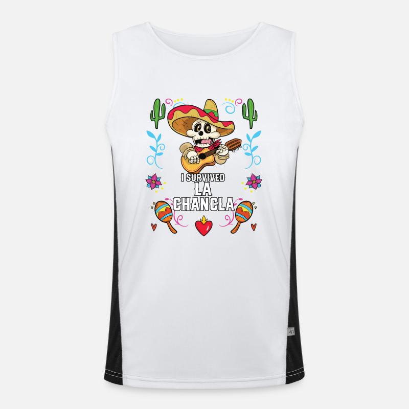 I Survived La Chancla Mexican Slippers Sandals Men's Functional Contrast Tank Top 