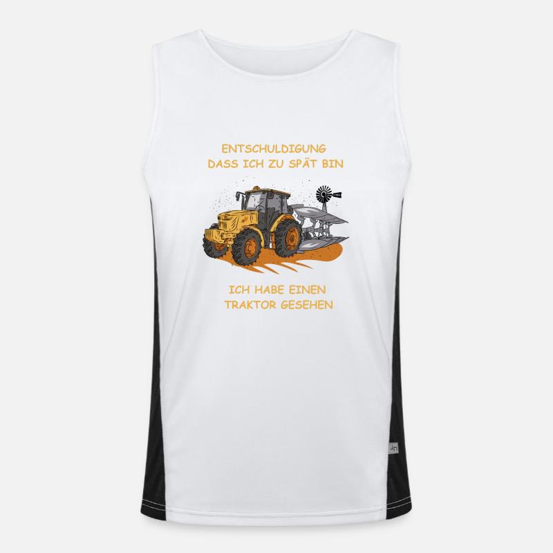 Entschuldigung dass ich zu spät bin Traktor Funktionelles Kontrast-Tank Top für Männer 