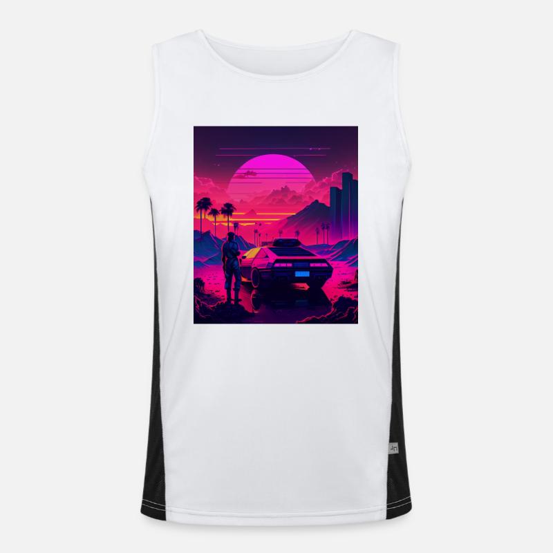 Retrowave Synthwave 80s Design Funktionelles Kontrast-Tank Top für Männer 