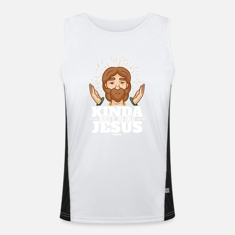 Kinda Busy Being Jesus Funktionelles Kontrast-Tank Top für Männer 