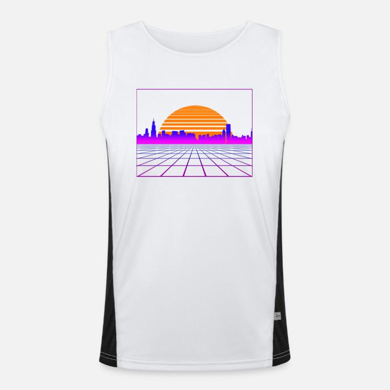 Retrowave Synthwave 80s Design Funktionelles Kontrast-Tank Top für Männer 