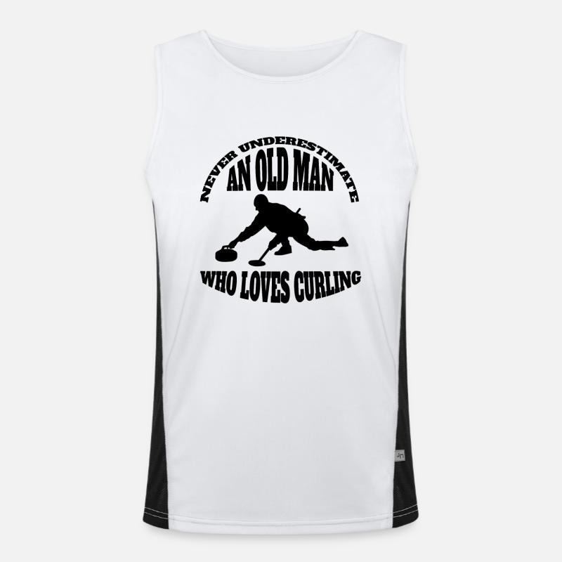 Curling Stein Curl Curler Curlingstein Geschenk Funktionelles Kontrast-Tank Top für Männer 