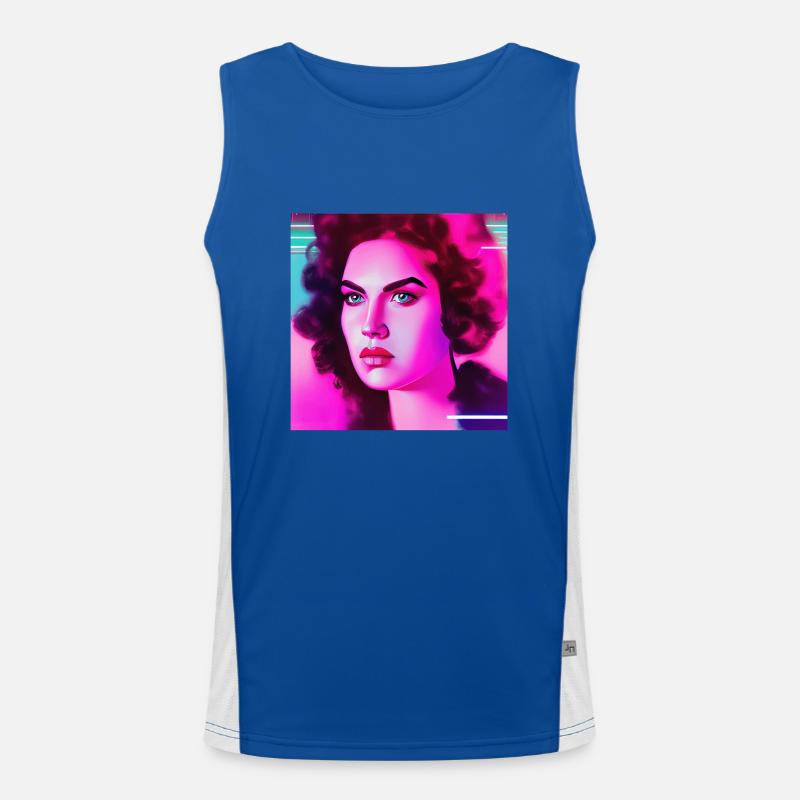 Retrowave Synthwave 80s Character Design Funktionelles Kontrast-Tank Top für Männer 