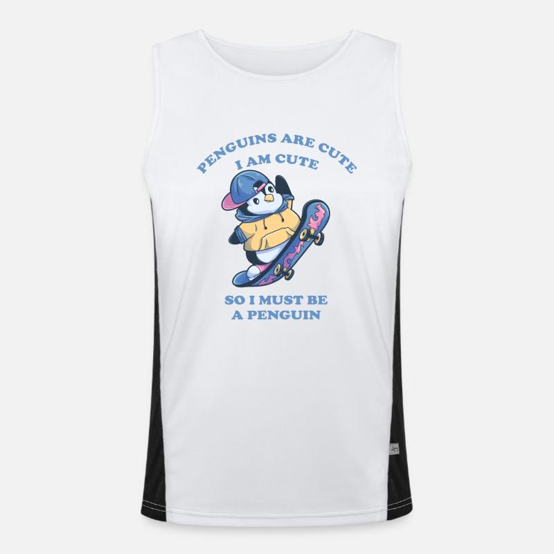 Skater Pinguin cool Skateboard Junge Funktionelles Kontrast-Tank Top für Männer 