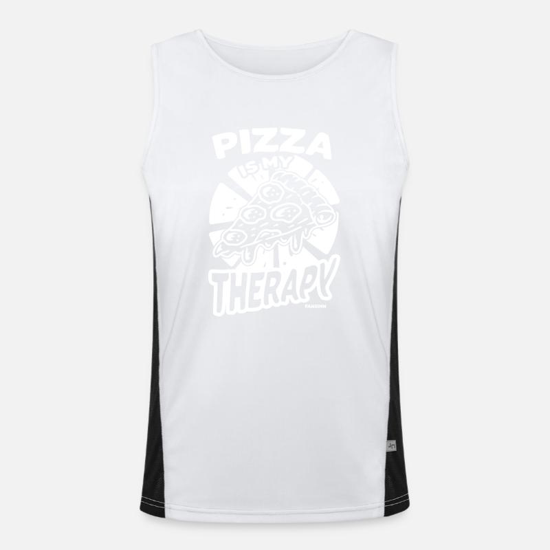 Pizza Is My Therapy Funktionelles Kontrast-Tank Top für Männer 