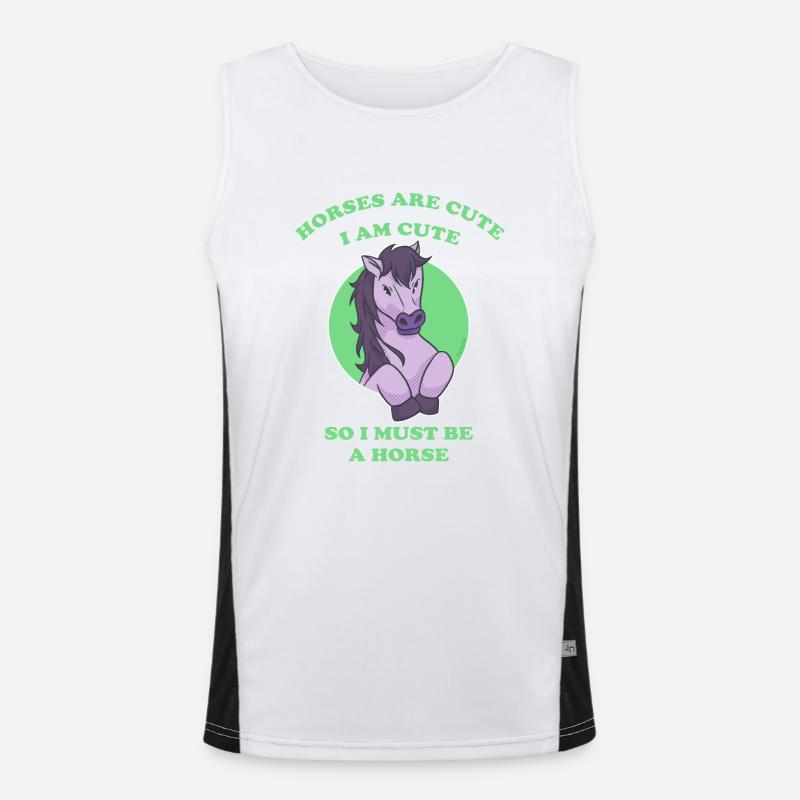 Pferde sind niedlich ich bin niedlich also bin ich Funktionelles Kontrast-Tank Top für Männer 