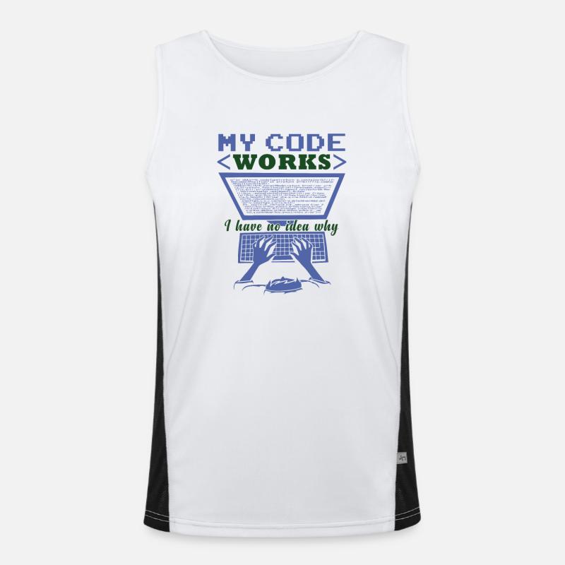 Funny Code Joke Coding - Men's Functional Contrast Tank Top  - white/black