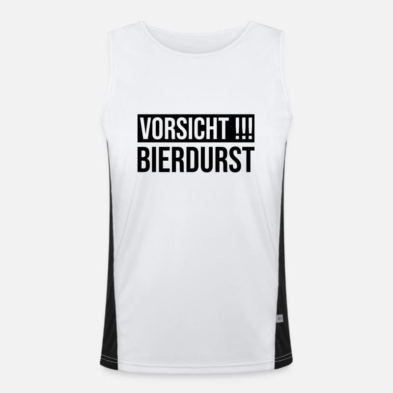 Vorsicht Bierdurst Funktionelles Kontrast-Tank Top für Männer 