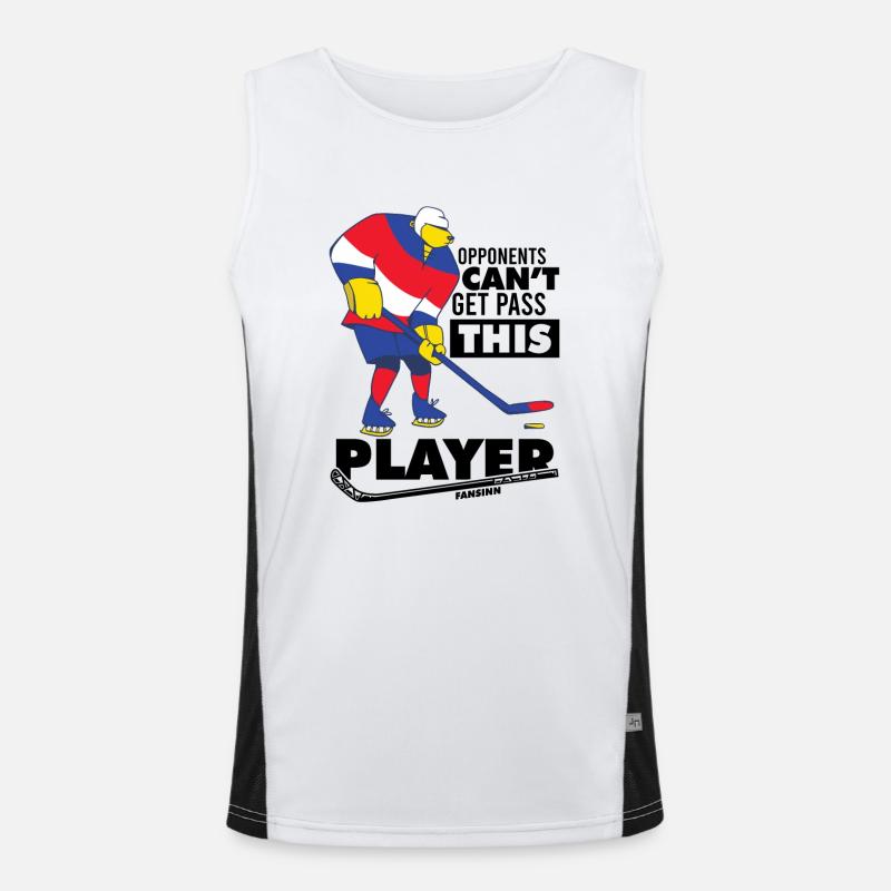 Eisbär spielt Eishockey Funktionelles Kontrast-Tank Top für Männer 