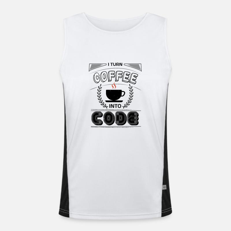 I TURN COFFEE INTO CODE Men's Functional Contrast Tank Top 