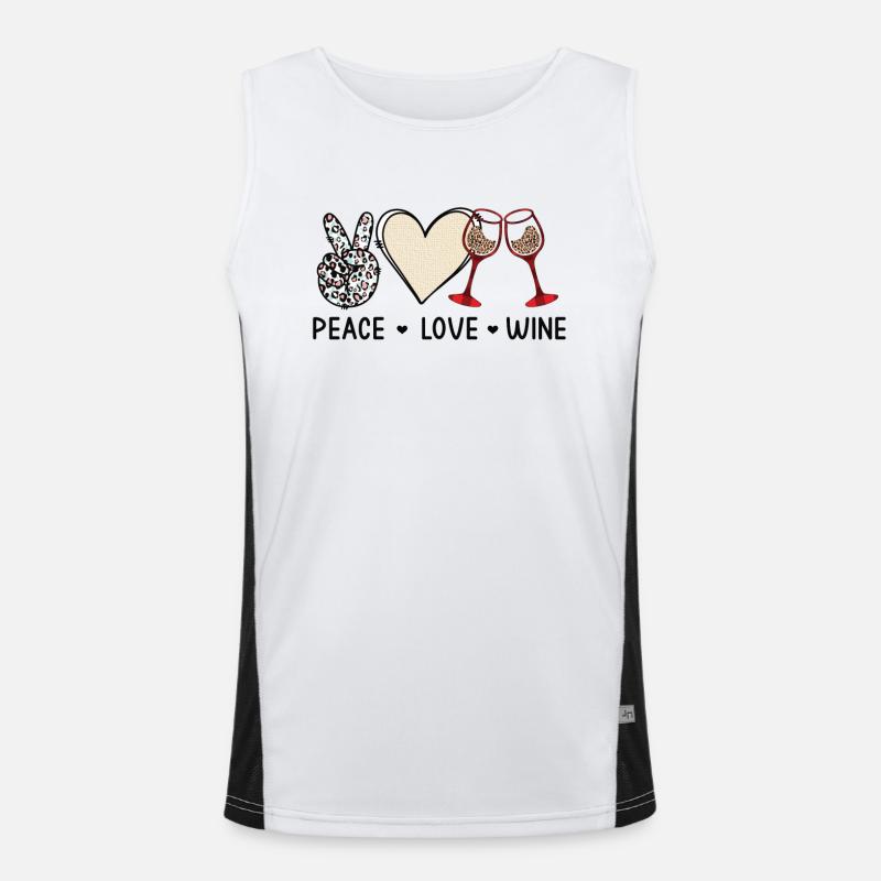 Peace Love Wine Love Wine Drinker Wine Vendanges Débardeur respirant contrasté Homme 