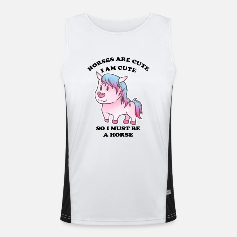 Pferde sind niedlich ich bin niedlich also bin ich Funktionelles Kontrast-Tank Top für Männer 