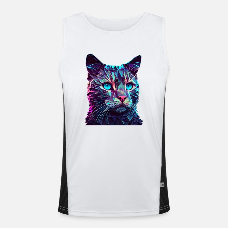Katze Katzen Kätzchen Polygon Katze Funktionelles Kontrast-Tank Top für Männer 
