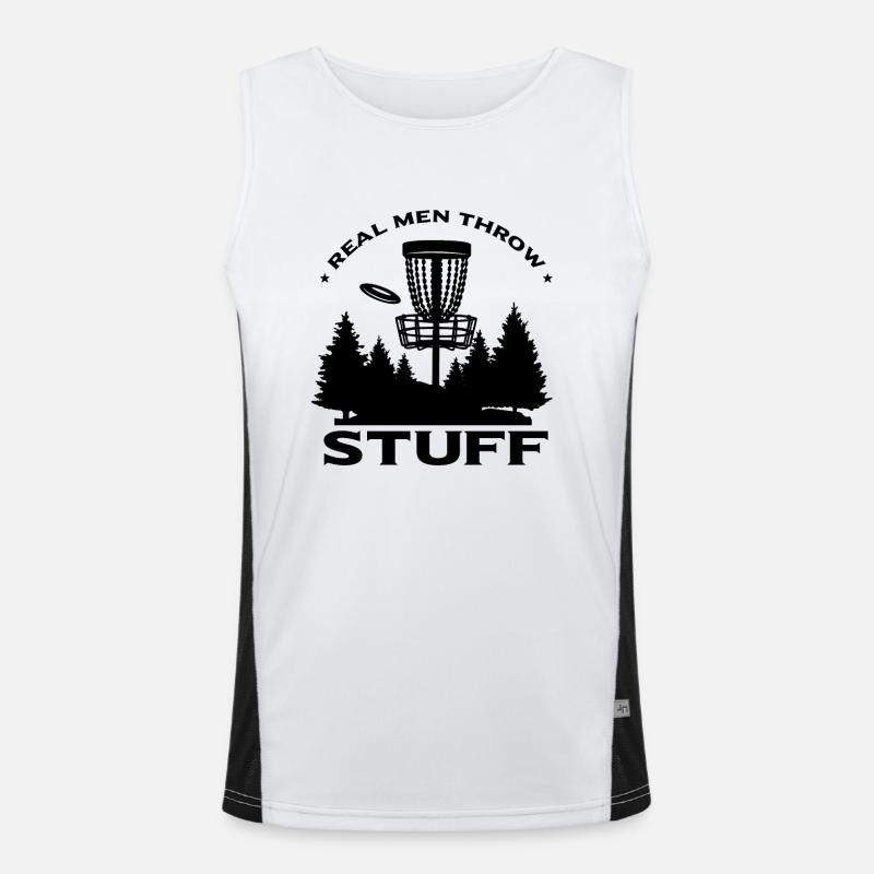 Funny Frisbee Men Disc Golf Men's Functional Contrast Tank Top 