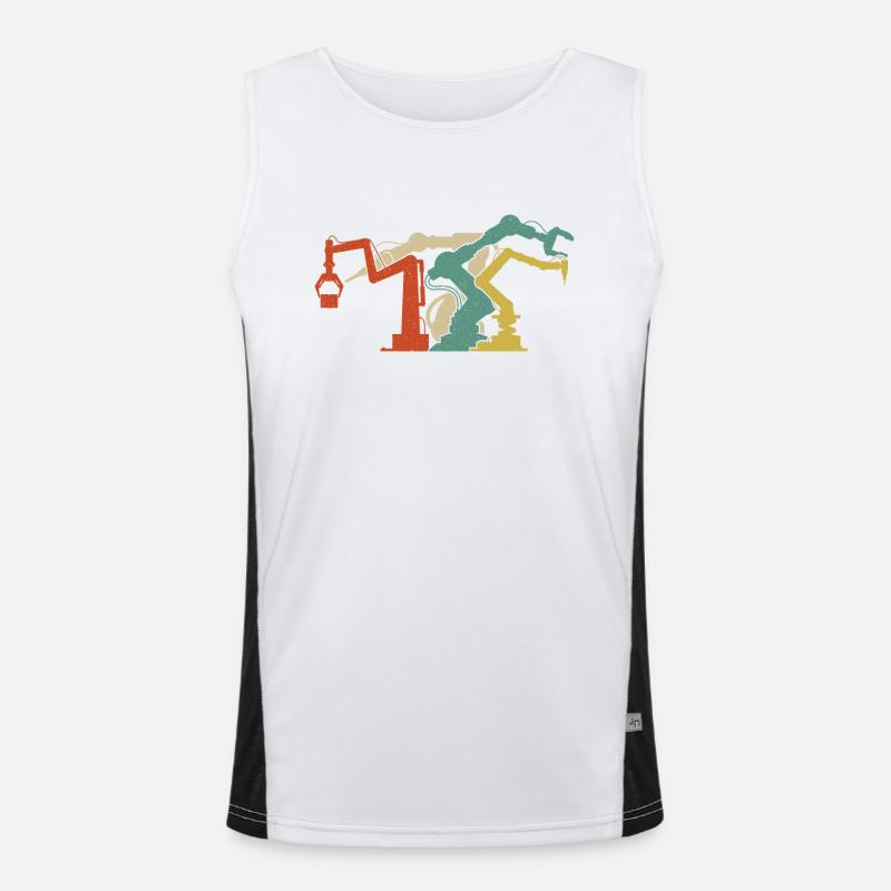 Robot Robotics Engineer Retro - Men's Functional Contrast Tank Top  - white/black