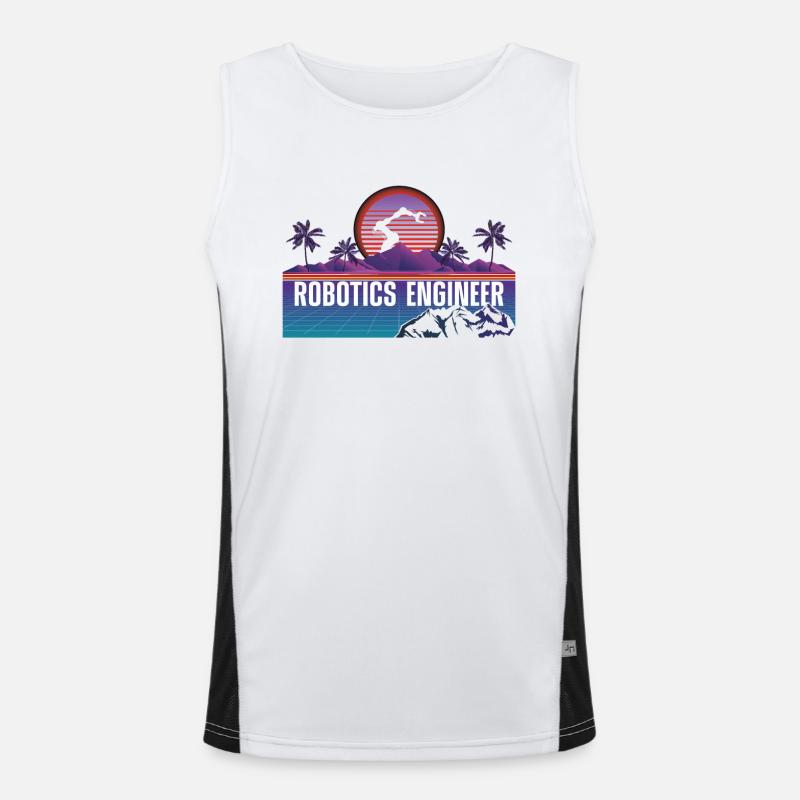 Robot Robotics Engineer Retro Funktionelles Kontrast-Tank Top für Männer 