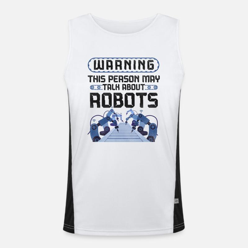 Robot Robotics Engineer Warning - Men's Functional Contrast Tank Top - white/black