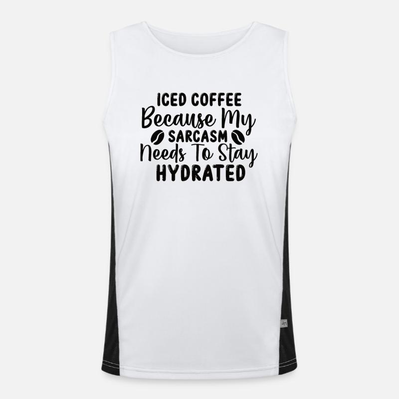 Eiskaffee Sarkasmus Freunde Glück Cappuccino Funktionelles Kontrast-Tank Top für Männer 
