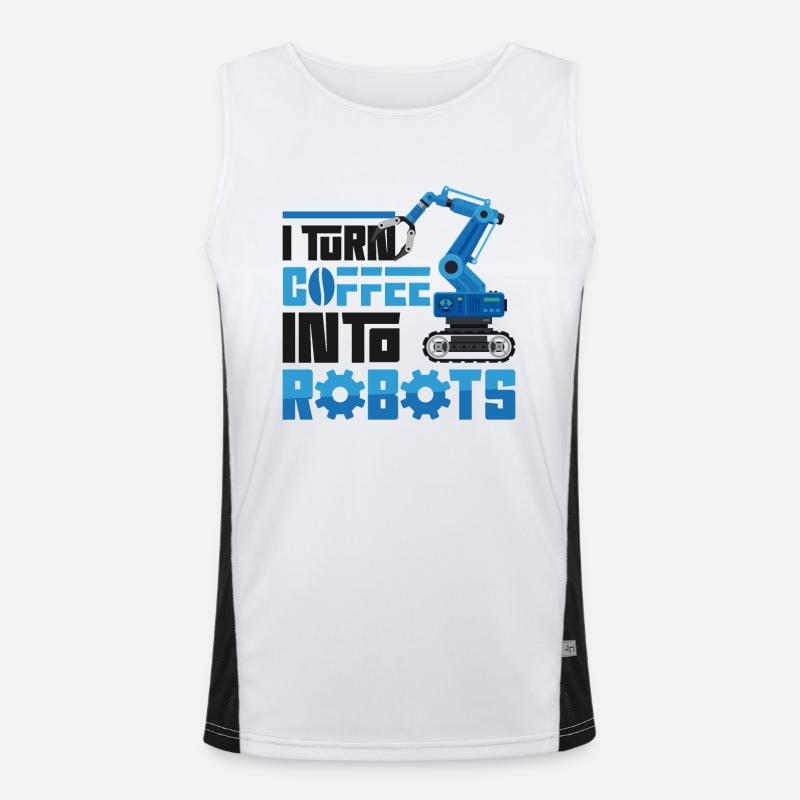 Robot Robotics Engineer Coffee I - Men's Functional Contrast Tank Top  - white/black