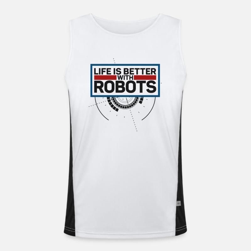 Robot Robotics Engineer Life Is Men's Functional Contrast Tank Top 