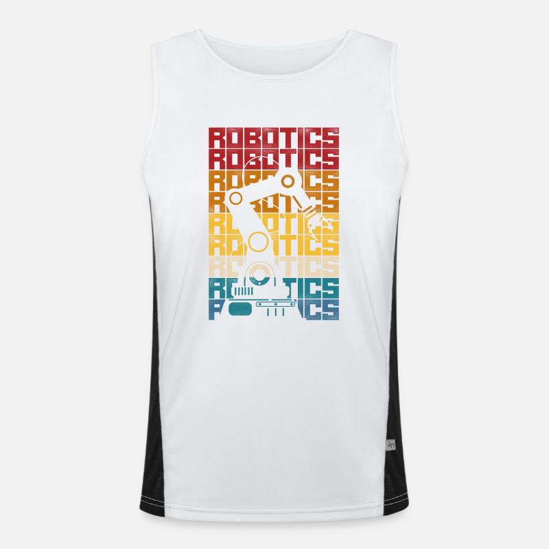 Robot Robotics Engineer Retro Funktionelles Kontrast-Tank Top für Männer 