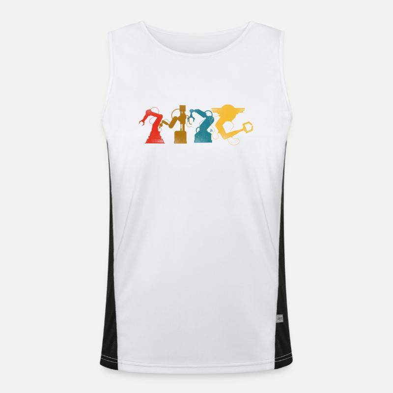 Robot Robotics Engineer Retro Funktionelles Kontrast-Tank Top für Männer 