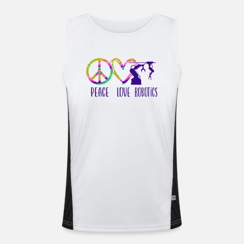 Robot Robotics Engineer Tie Dye - Men's Functional Contrast Tank Top  - white/black