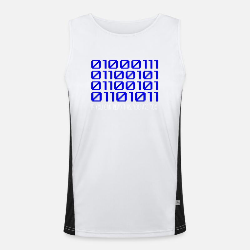 Funny Coder Binärcode Programmierer Entwickler Funktionelles Kontrast-Tank Top für Männer 