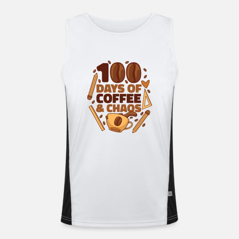 100. Schultag Kaffee Lehrer Pädagoge Schulleiter Funktionelles Kontrast-Tank Top für Männer 