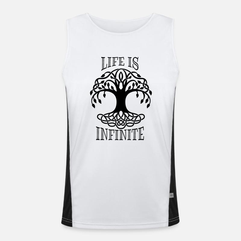 Das Leben ist unendlich Spruch mit Lebensbaum Funktionelles Kontrast-Tank Top für Männer 